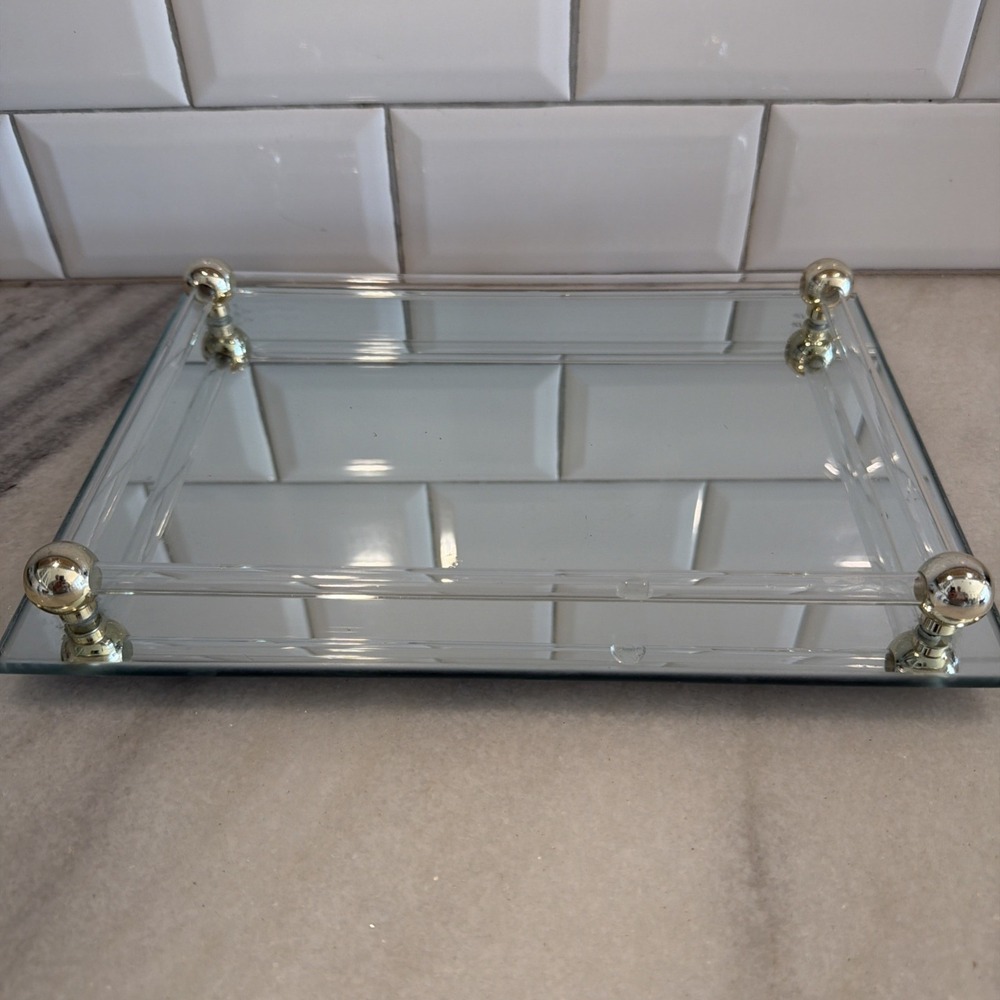Vintage Vanity Mirror With Lucite BumpersGW993